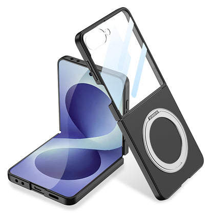 Galaxy Z Flip 8 Kılıf M-safe Şarj Özellikli Zore Kıpta Yüzüklü Kamera Korumalı Kılıf