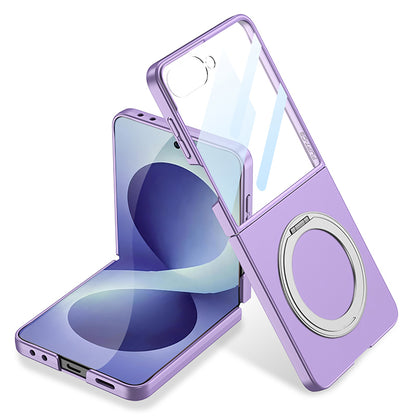Galaxy Z Flip 8 Kılıf M-safe Şarj Özellikli Zore Kıpta Yüzüklü Kamera Korumalı Kılıf