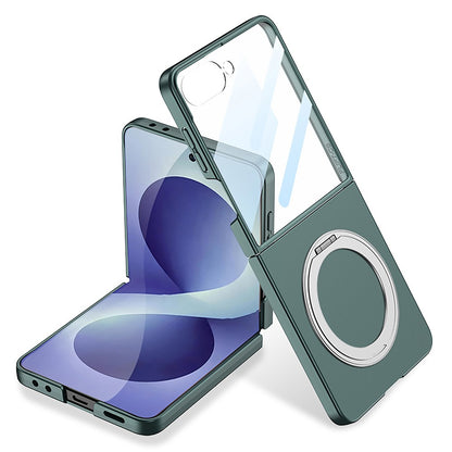 Galaxy Z Flip 8 Kılıf M-safe Şarj Özellikli Zore Kıpta Yüzüklü Kamera Korumalı Kılıf