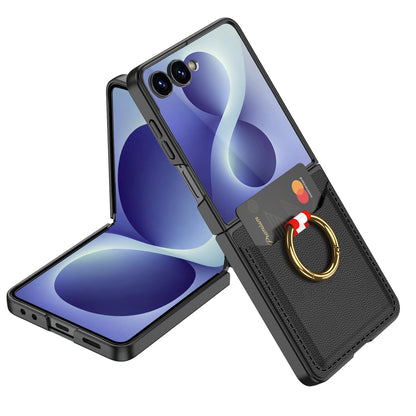 Galaxy Z Flip 8 Zore Kıpta Yüzüklü Kartlıklı Kılıf
