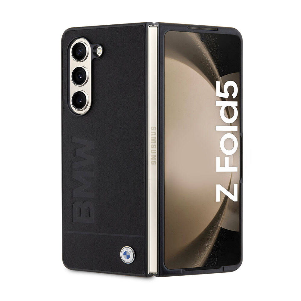 Galaxy Z Fold 5 Kılıf BMW Orijinal Lisanslı Sıcak Damga Logolu Deri Kılıf