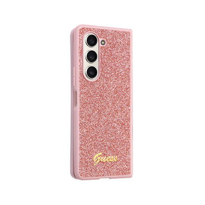 Galaxy Z Fold 5 Kılıf Guess Orijinal Lisanslı Yazı Logolu Glitter Script Kılıf