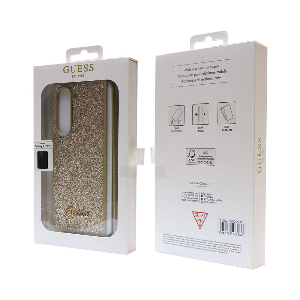 Galaxy Z Fold 5 Kılıf Guess Orijinal Lisanslı Yazı Logolu Glitter Script Kılıf