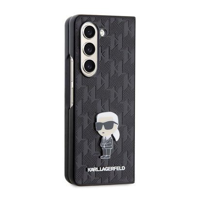 Galaxy Z Fold 5 Kılıf Karl Lagerfeld Orijinal Lisanslı KL Desenli Karl İkonik Saffiano Kılıf