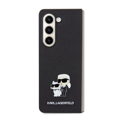 Galaxy Z Fold 5 Kılıf Karl Lagerfeld orijinal Lisanslı K&C Metal Logolu Saffiano Kılıf
