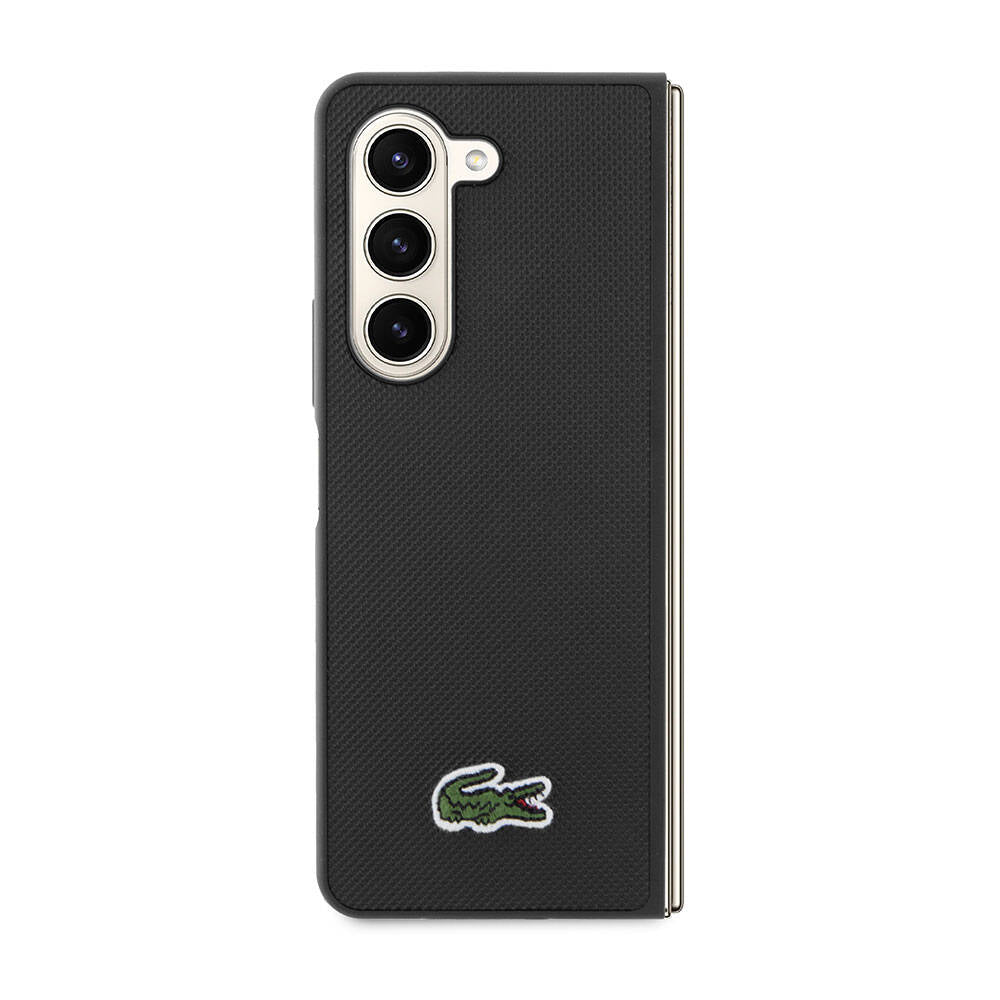 Galaxy Z Fold 5 Kılıf Lacoste orijinal Lisanslı PU Pike Desenli Arka Yüzey İkonik Timsah Dokuma Logolu Kılıf