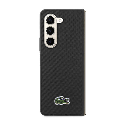 Galaxy Z Fold 5 Kılıf Lacoste orijinal Lisanslı PU Pike Desenli Arka Yüzey İkonik Timsah Dokuma Logolu Kılıf