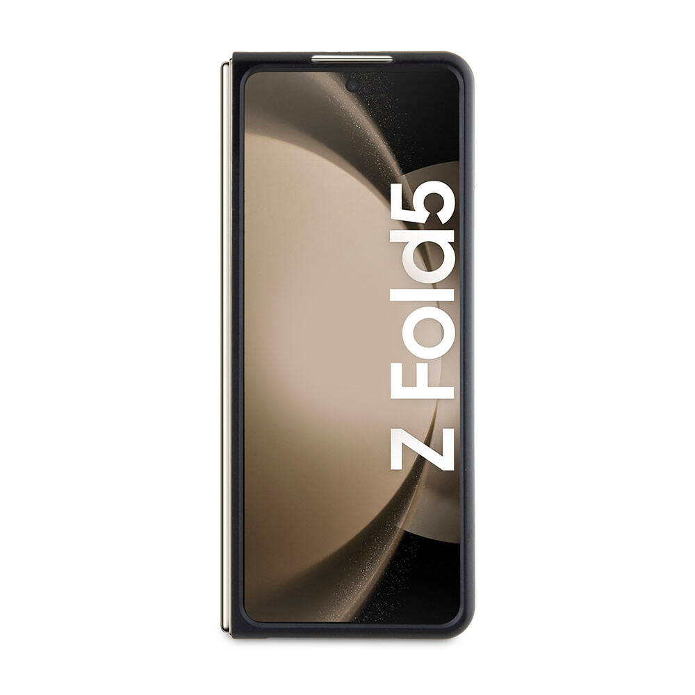 Galaxy Z Fold 5 Kılıf Lacoste orijinal Lisanslı PU Pike Desenli Arka Yüzey İkonik Timsah Dokuma Logolu Kılıf