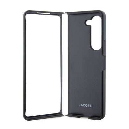 Galaxy Z Fold 5 Kılıf Lacoste orijinal Lisanslı PU Pike Desenli Arka Yüzey İkonik Timsah Dokuma Logolu Kılıf