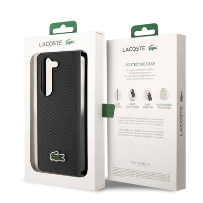 Galaxy Z Fold 5 Kılıf Lacoste orijinal Lisanslı PU Pike Desenli Arka Yüzey İkonik Timsah Dokuma Logolu Kılıf