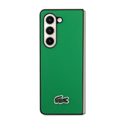 Galaxy Z Fold 5 Kılıf Lacoste orijinal Lisanslı PU Pike Desenli Arka Yüzey İkonik Timsah Dokuma Logolu Kılıf