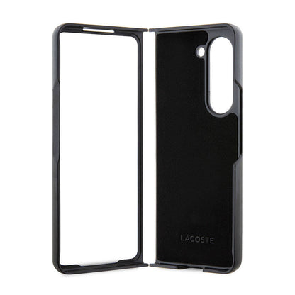 Galaxy Z Fold 5 Kılıf Lacoste orijinal Lisanslı PU Pike Desenli Arka Yüzey İkonik Timsah Dokuma Logolu Kılıf