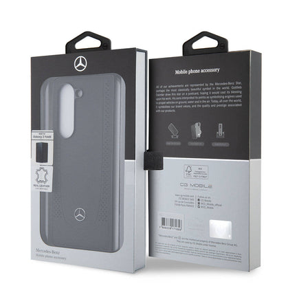 Galaxy Z Fold 5 Kılıf Mercedes Benz Orijinal Lisanslı Metal Yıldız Logolu Urban Deri Kılıf