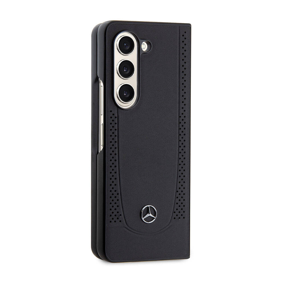 Galaxy Z Fold 5 Kılıf Mercedes Benz OrijinalLisanslı Metal Yıldız Logolu Urban Deri Kılıf