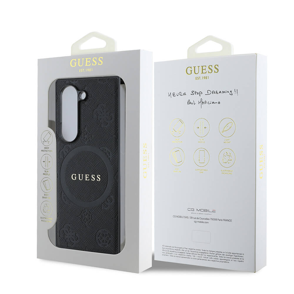 Galaxy Z Fold 6 Kılıf Guess Orijinal Lisanslı M-safe Şarj Özellikli Saffiano Metal Logo Kılıf