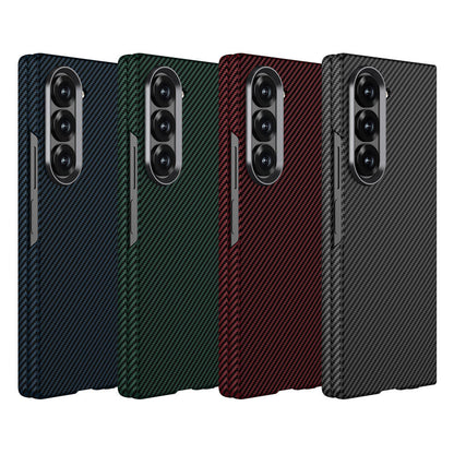 Galaxy Z Fold 6 Kılıf Kamera Korumalı Karbon Fiber Tasarımlı Arka Yüzey Zore Kıpta Karbon Kılıf