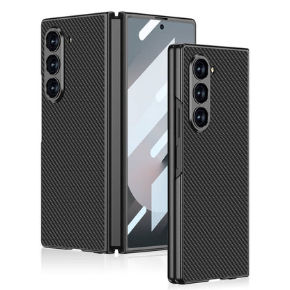 Galaxy Z Fold 6 Kılıf Karbon Fiber Tasarımlı Titanyum Metal Zore Kıpta Caz Kılıf