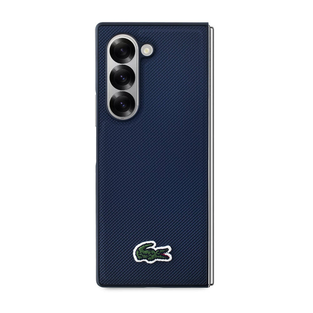 Galaxy Z Fold 6 Kılıf Lacoste orijinal Lisanslı M-safe Şarj Özellikli Pike Desenli Arka Yüzey İkonik Timsah Dokuma Logolu Kılıf