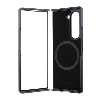 Galaxy Z Fold 6 Kılıf Lacoste orijinal Lisanslı M-safe Şarj Özellikli Pike Desenli Arka Yüzey İkonik Timsah Dokuma Logolu Kılıf