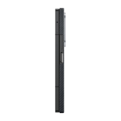 Galaxy Z Fold 6 Kılıf M-safe Şarj Özellikli 600D Aramid Karbon Fiber Pitaka Ultra-Slim Classic Serisi Black-Grey Twill Kılıf
