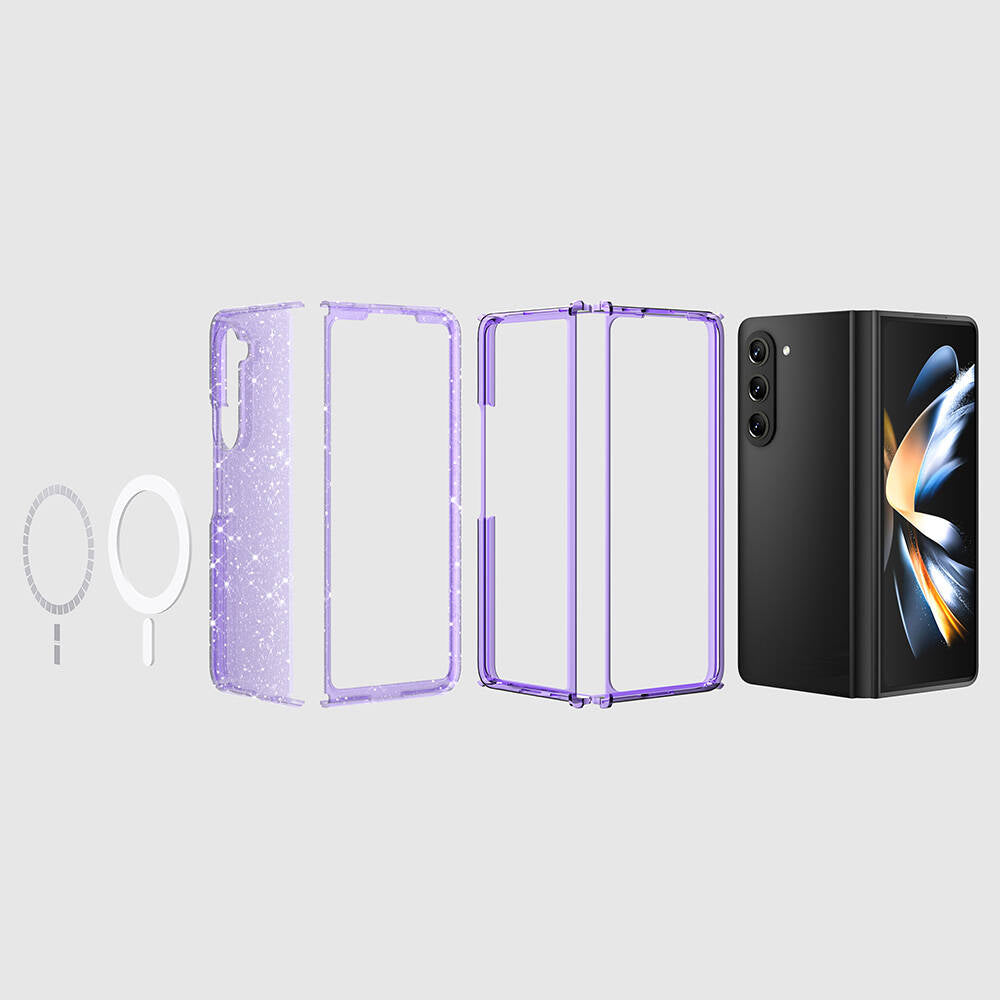 Galaxy Z Fold 6 Kılıf M-safe Şarj Özellikli Parlayan Simli Saydam Renkli Zore Allstar Kılıf