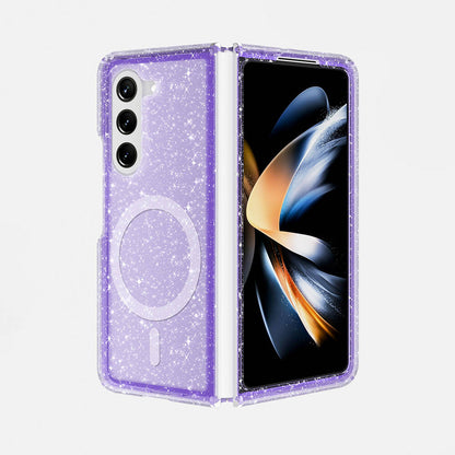Galaxy Z Fold 6 Kılıf M-safe Şarj Özellikli Parlayan Simli Saydam Renkli Zore Allstar Kılıf
