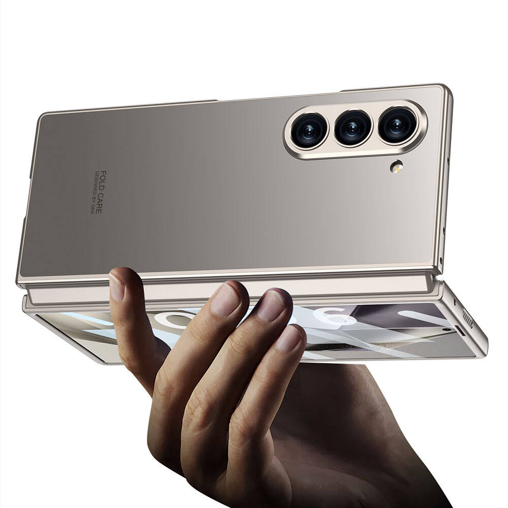 Galaxy Z Fold 6 Kılıf Titanyum Metal Tasarımlı Zore Kıpta Caz Kılıf
