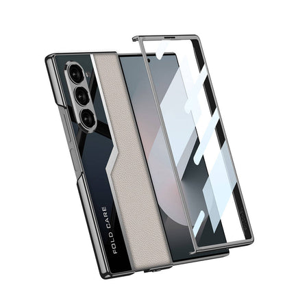 Galaxy Z Fold 6 Kılıf Ultra İnce Kamera Korumalı PC + Deri Arka Yüzey Zore Kıpta Poligan Kılıf