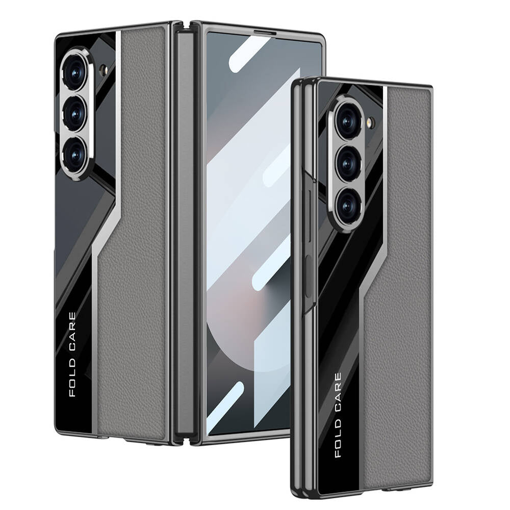 Galaxy Z Fold 6 Kılıf Ultra İnce Kamera Korumalı PC + Deri Arka Yüzey Zore Kıpta Poligan Kılıf