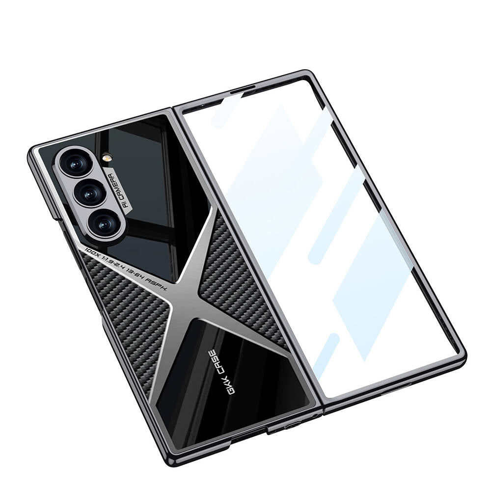 Galaxy Z Fold 6 Kılıf Ultra İnce Kamera Korumalı PC + Karbon Arka Yüzey Zore X-Pro Kılıf