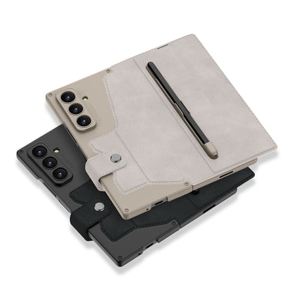 Galaxy Z Fold 7 Kılıf Kamera Korumalı Kadife Tasarımlı Zore Kıpta Kalem Bölmeli Fest Kılıf