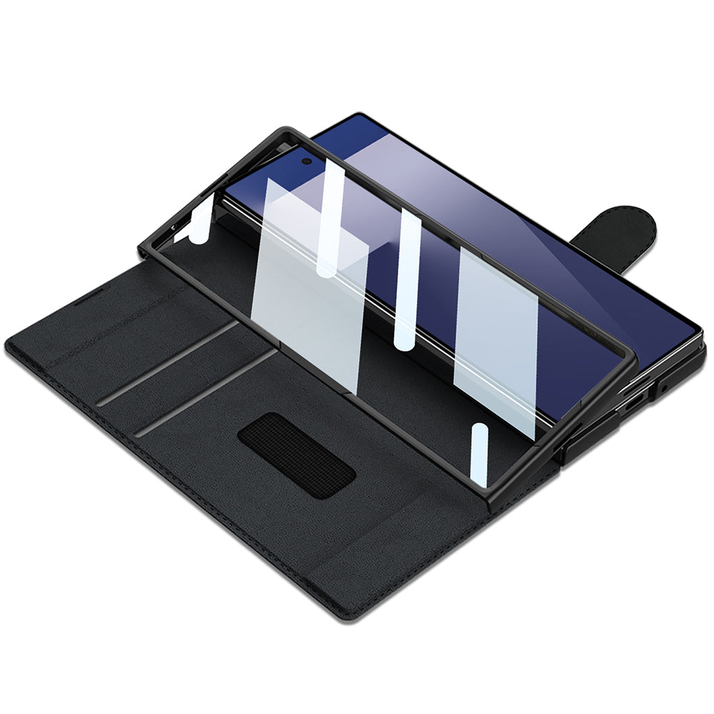 Galaxy Z Fold 7 Kılıf Kamera Korumalı Kadife Tasarımlı Zore Kıpta Kalem Bölmeli Fest Kılıf