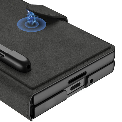 Galaxy Z Fold 7 Kılıf Kamera Korumalı Kadife Tasarımlı Zore Kıpta Kalem Bölmeli Fest Kılıf