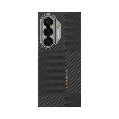 Galaxy Z Fold 7 Kılıf M-safe Şarj Özellikli 600D Metal Kamera Çerçeveli Raptic Aramid Karbon Fiber Geotik Serisi Kılıf
