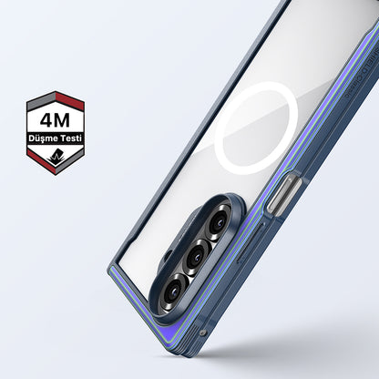 Galaxy Z Fold 7 Kılıf M-safe Şarj Özellikli Airbagli Raptic Shield Serisi Şeffaf Arka Yüzey Kılıf