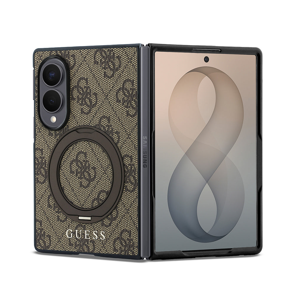 Galaxy Z Fold 8 Kılıf Guess Orijinal Lisanslı M-safe Şarj Özellikli 360 Derece Dönebilen Standlı PU Metal Logolu Kılıf