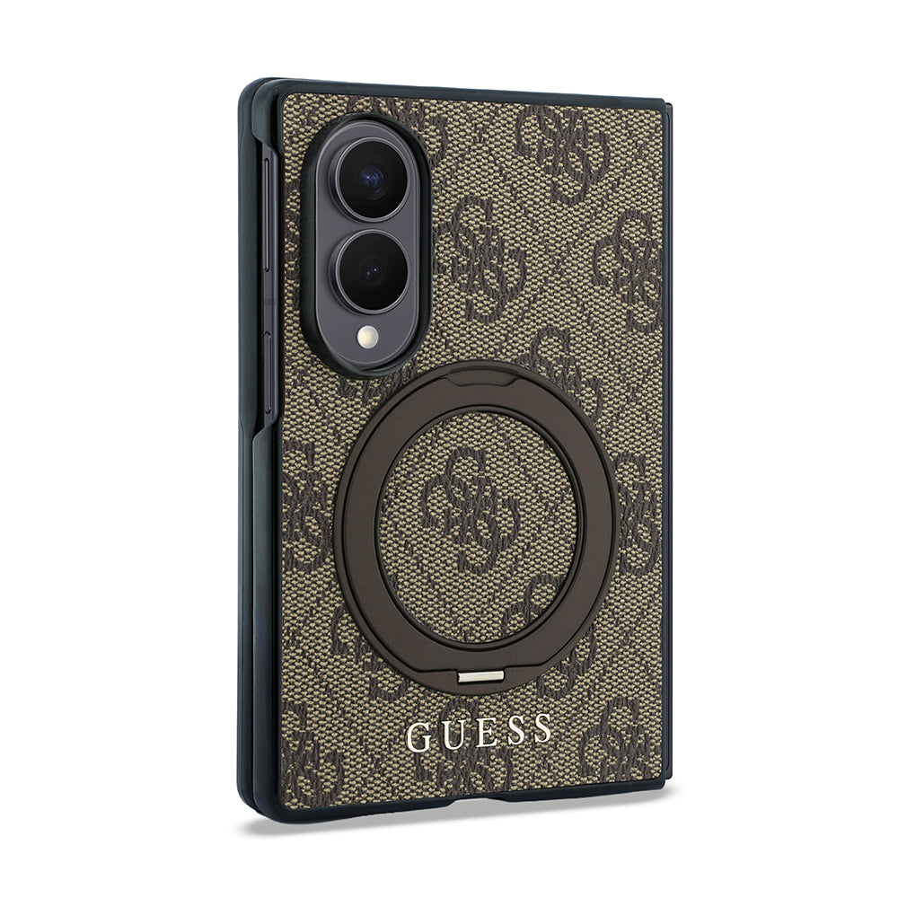 Galaxy Z Fold 8 Kılıf Guess Orijinal Lisanslı M-safe Şarj Özellikli 360 Derece Dönebilen Standlı PU Metal Logolu Kılıf