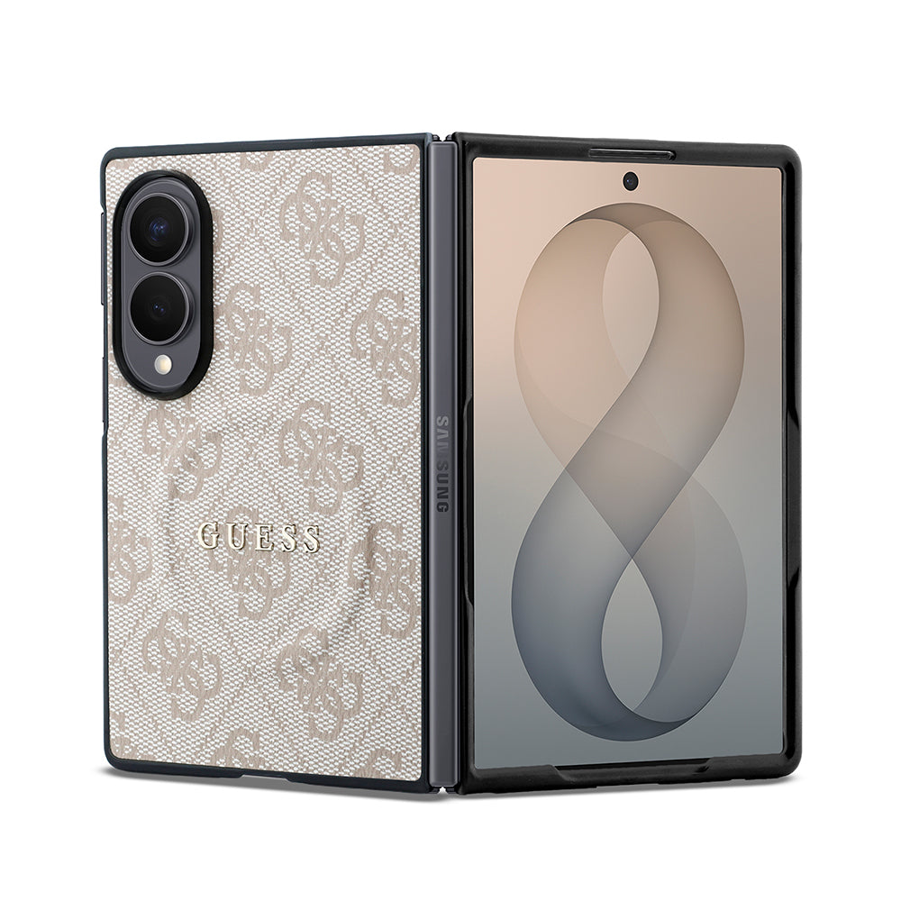 Galaxy Z Fold 8 Kılıf Guess Orijinal Lisanslı M-safe Şarj Özellikli PU Deri 4G Desenli Yazı Logolu Kılıf
