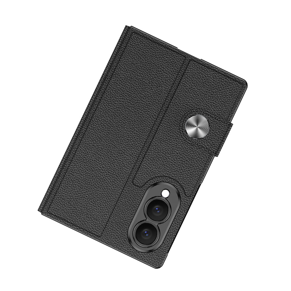 Galaxy Z Fold 8 Kılıf Karbon Fiber Tasarımlı Magnetik Tokalı Kartlıklı Zore Kıpta Zegna Kılıf