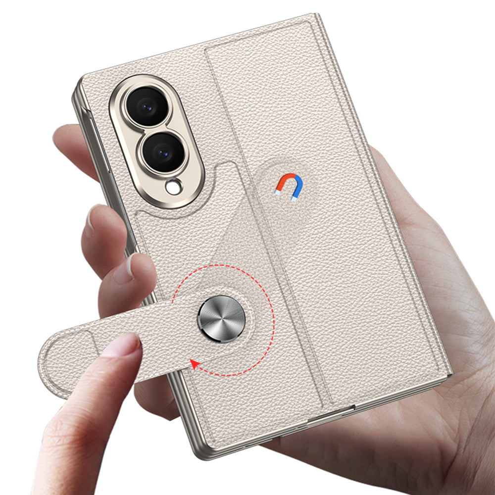 Galaxy Z Fold 8 Kılıf Karbon Fiber Tasarımlı Magnetik Tokalı Kartlıklı Zore Kıpta Zegna Kılıf