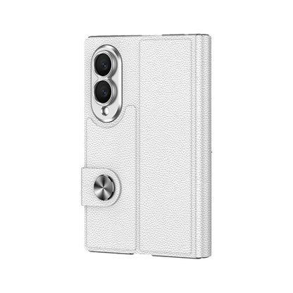 Galaxy Z Fold 8 Kılıf Karbon Fiber Tasarımlı Magnetik Tokalı Kartlıklı Zore Kıpta Zegna Kılıf