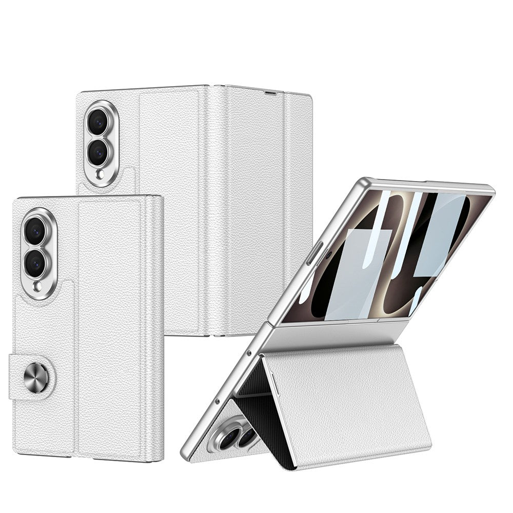 Galaxy Z Fold 8 Kılıf Karbon Fiber Tasarımlı Magnetik Tokalı Kartlıklı Zore Kıpta Zegna Kılıf