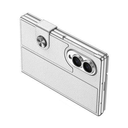 Galaxy Z Fold 8 Kılıf Karbon Fiber Tasarımlı Magnetik Tokalı Kartlıklı Zore Kıpta Zegna Kılıf
