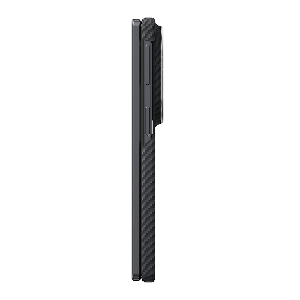 Galaxy Z Fold 8 Kılıf M-safe Şarj Özellikli 600D Aramid Karbon Fiber Pitaka Edge Serisi Black-Grey Twill Kılıf
