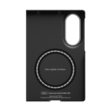 Galaxy Z Fold 8 Kılıf M-safe Şarj Özellikli 600D Aramid Karbon Fiber Pitaka Edge Serisi Black-Grey Twill Kılıf