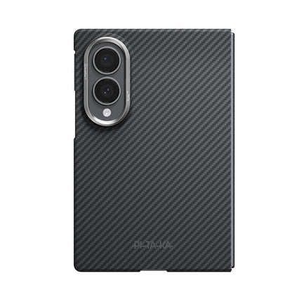 Galaxy Z Fold 8 Kılıf M-safe Şarj Özellikli 600D Aramid Karbon Fiber Pitaka Edge Serisi Black-Grey Twill Kılıf