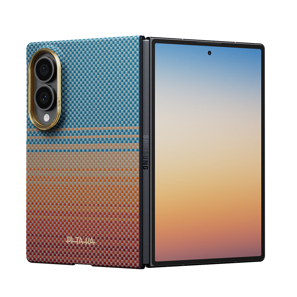 Galaxy Z Fold 8 Kılıf M-safe Şarj Özellikli Aramid Karbon Fiber Pitaka Sunset 2.0 California Dream Serisi Kılıf