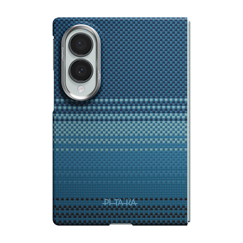 Galaxy Z Fold 8 Kılıf M-safe Şarj Özellikli Aramid Karbon Fiber Pitaka Tactile Woven Sunset-Moonrise Serisi Kılıf