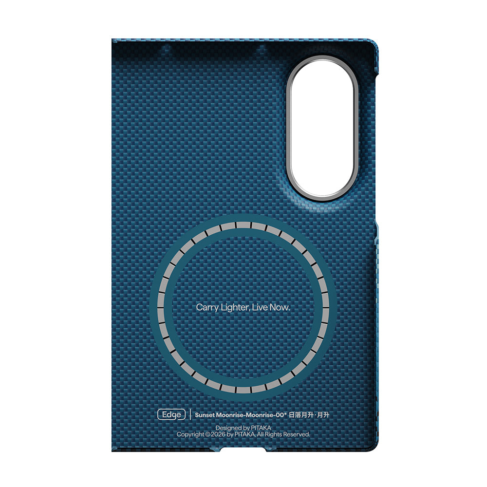 Galaxy Z Fold 8 Kılıf M-safe Şarj Özellikli Aramid Karbon Fiber Pitaka Tactile Woven Sunset-Moonrise Serisi Kılıf
