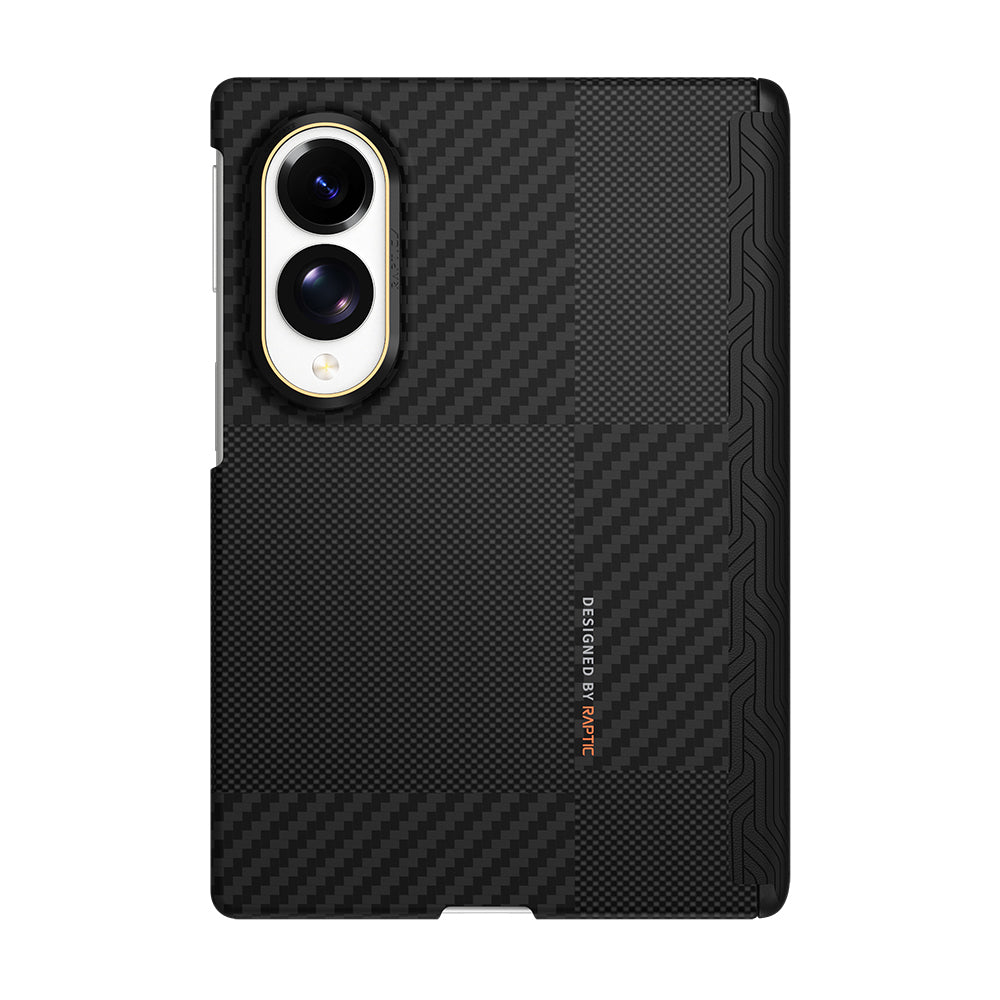 Galaxy Z Fold 8 Kılıf M-safe Şarj Özellikli Metal Kamera Çerçeveli Raptic Aramid SkinPro Serisi Karbon Kılıf